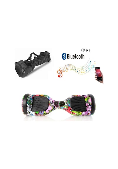 Citymate Elektrikli Kaykay Hoverboard Bluetooth Hoparlörlü 6.5 İnç Grafiti D04 +Çanta