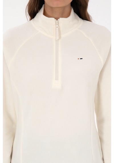 U.S. Polo Assn. Kadın Krem Fermuarlı Dik Yaka Polar Sweatshirt 50316714-VR256