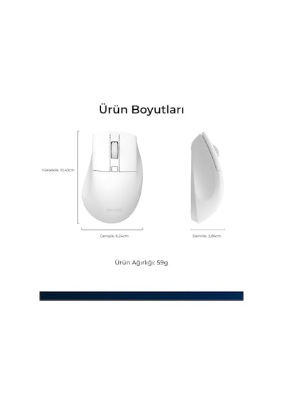 Philips SPK7528 Kablosuz Bluetooth 1600DPI 5 Tuşlu Sessiz Optik Mouse