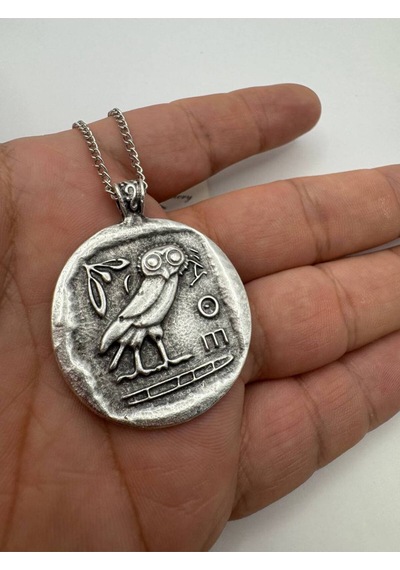 Yunan Mitolojisi Baykuş Figürlü Unisex Kolye Bilgelik, Koruma Ve Ruhsal Güç Simgesi Çok renkli