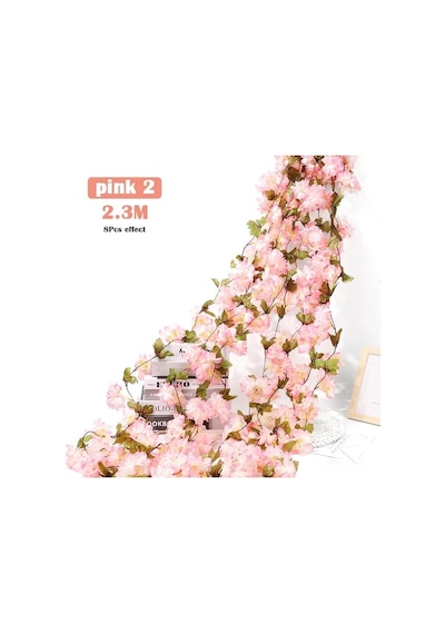 Yapay Çiçek Bahar Dalı Sarmaşık Japon Kiraz Çiçekli 230 Cm 18 Çiçekli 1.kalite Dolanabilen Model - Pembe