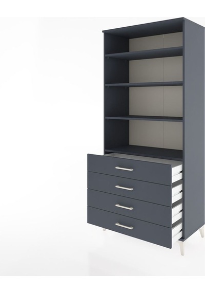 Hyperion Dolap 4 Raflı 4 Çekmeceli 88x44x195 Antrasit-antrasit Antrasit