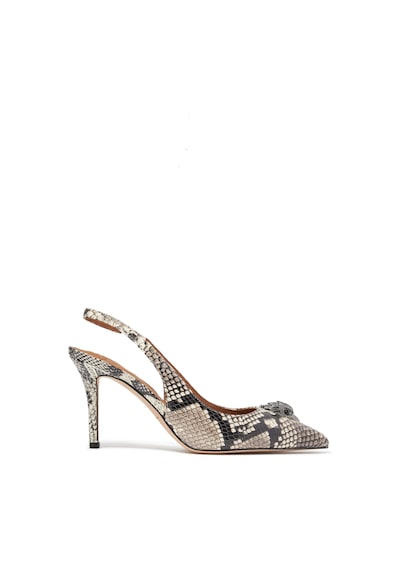 Kurt Geiger Yüksek Topuklu Kahverengi Slingback Yılan Derisi Ayakkabı