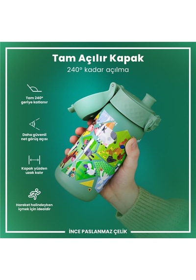 Ion8 - Paslanmaz Çelik Çocuk Suluk - Çiftlik Hayvanları - 400 Ml - Sızdırmaz Çok Renkli