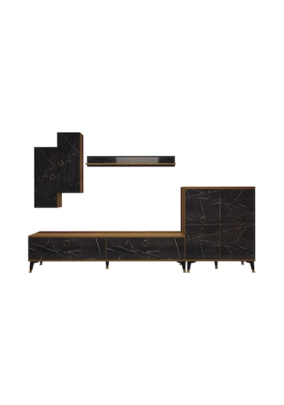 Decoraktiv Eko 6 Mdf Std Gold Tv Ünitesi Tv Sehpası Pera - Siyah Mermer