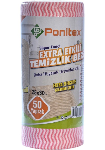 Ponitex Süper Emici Perforeli Pratik Hassas Temizlik Bezi 12 Adet Pembe 50 Yaprak 25 x 30 CM