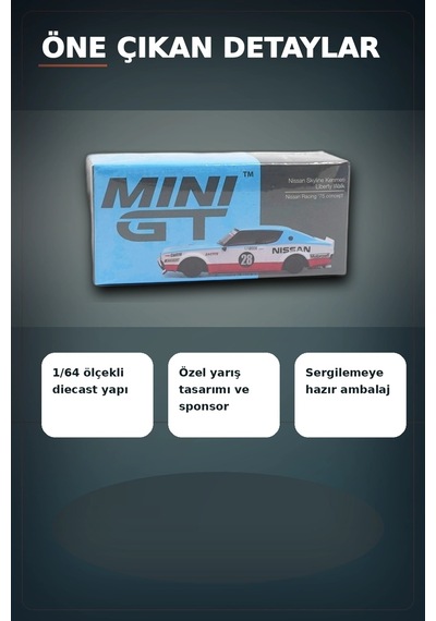 Detaylı 1/64 Diecast Nissan Skyline Kenmeri Liberty Walk Yarış Arabası Modeli Bx-313382