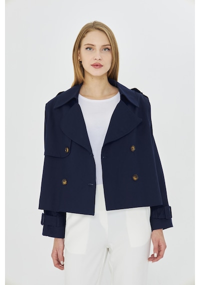 Pastelastore %100 Pamuk Gabardin Astarlı Oversize Geniş Kalıp Kadın Crop Kısa Trençkot 1122 Lacivert Pastelastore %100 Pamuk Gabardin Astarlı Oversize Geniş Kalıp Kadın Crop Kısa Trençkot 1122 Lacivert