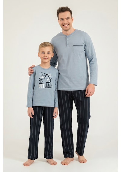 Arnetta Baba Oğul Stay Wild Mavi Uzun Kol Pijama Takım Ar3829-a-v1 Ar3829-a-v1