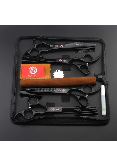 Profesyonel 7.0 Inch 18 CM Berber Kuaför Makas Seti Siyah