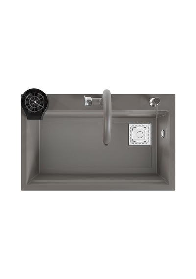 Real Stone Hermes Granit Akıllı Eviye Seti Gri 75.5x47 Cm