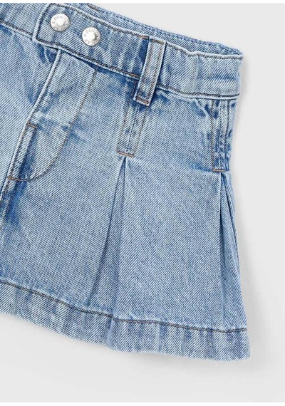 Kız Çocuk Pileli Denim Etek Mavi 3905 Mavi