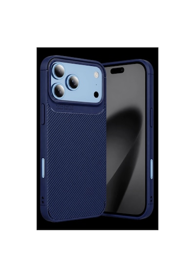 Newface Apple iPhone Uyumlu 18 Pro Max Auto Focus Karbon Kapak - Lacivert Düz Renkli