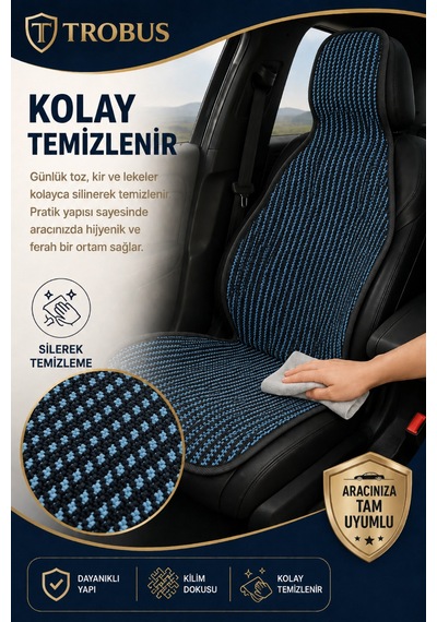 Toyota Rav4 2019 Ve Sonrası Üniversal Örme Ön 2 Parça Minder Terletmez Kaymaz Taban Siyah Mavi