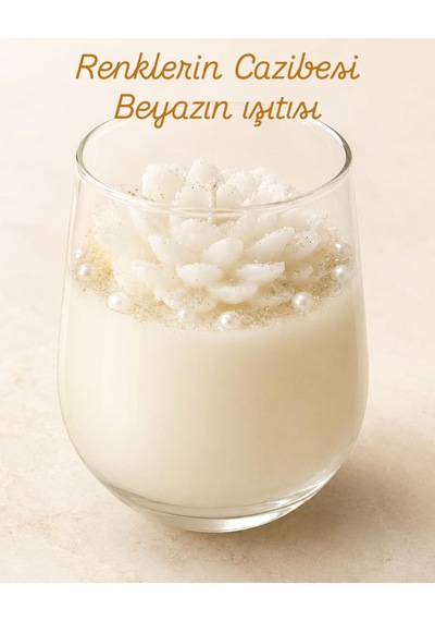Özüm Mumculuk El Yapımı Şakayık Çiçek Mum-dekoratif Kokulu Mum Beyaz - Krem