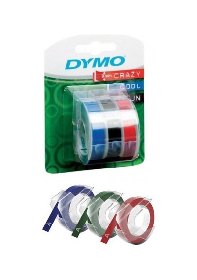 Dymo Kabartma Şerit 9mmx3m Siyah-kırmızı-mavi 3lü Blister