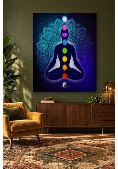 Fida Mandala Fonda Yedi Çakra Meditasyonu Canvas Tablo Çok Renkli