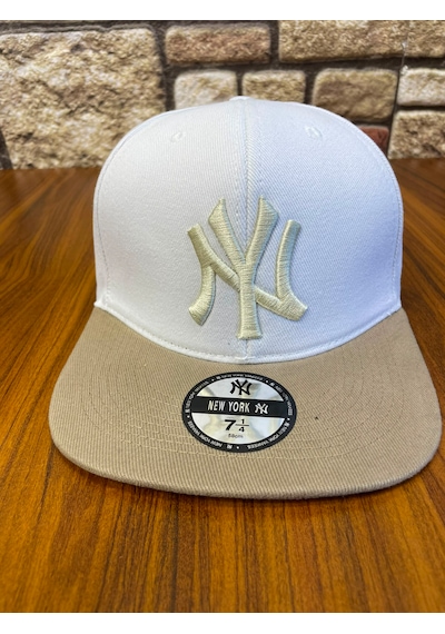 Hamze Ny New York Nakış Hip-hop Snapback Rapper Basket Beyzbol Şapka Cap Beyaz - Bej