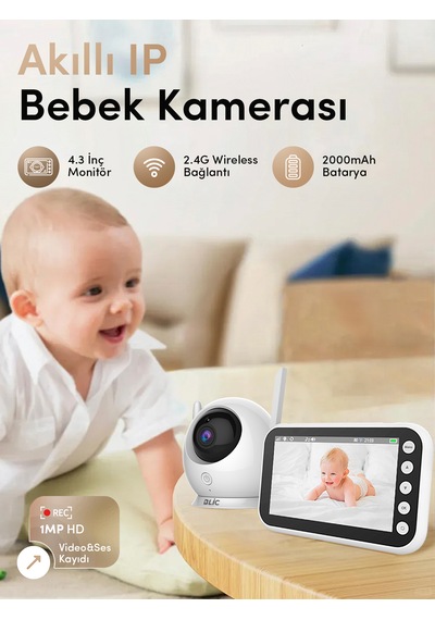 Blic Blm-34 4.3 Ekranlı Kablosuz Ip Bebek Kamerası - Gece Görüşü