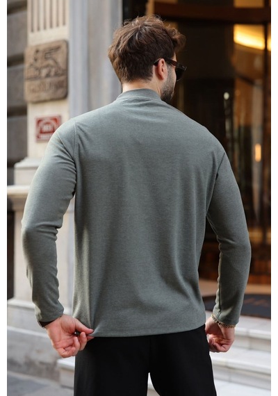 Madmext Haki Yarım Balıkçı Yaka Slim Fit Erkek Sweatshirt E7202