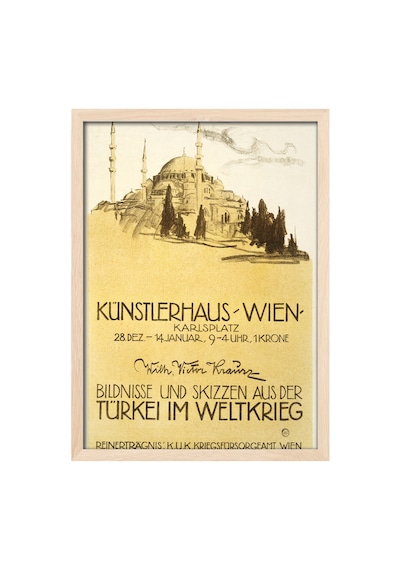 Künstlerhaus Doğal Ahşap Çerçeveli Poster, Dekoratif Seyahat Duvar Tablosu