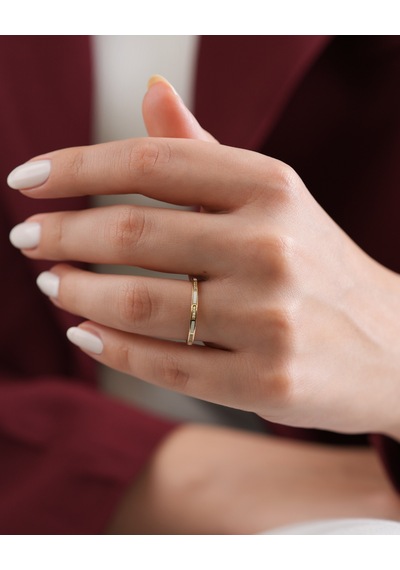 Debora Jewelry 14 Ayar Altın Beyaz Mineli Yüzük