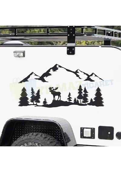 Çekme Karavan Dağ Geyik Oto Sticker Yapıştırma Modifiye Kaliteli