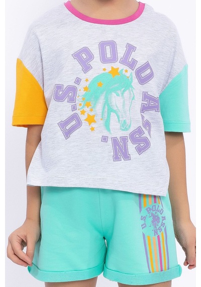 U.s. Polo Assn Karmelanj Kız Çocuk Şort Takım 5274-29428 Kar Melanj