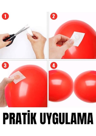 Balon Yapıştırma Bandı Çift Taraflı Damla Şeklinde 100 Adet