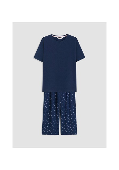 Lcw Dream Lacivert %100 Pamuklu Kadın Kaprili Pijama Takımı