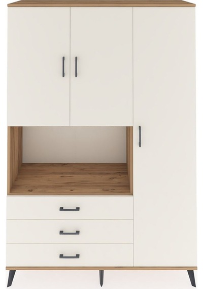 Hyperion Dolap 7 Raflı 3 Çekmeceli 3 Kapaklı 132x44x195 Çam-a... Çam