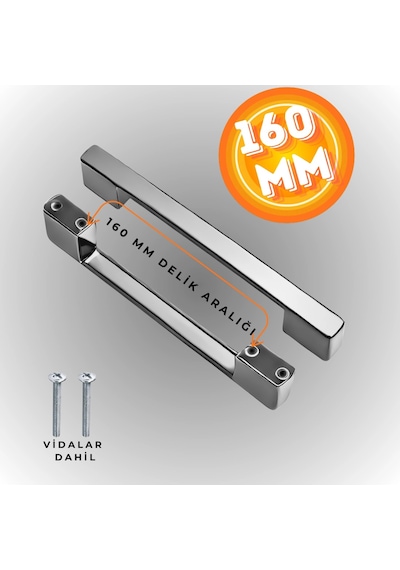 Köprü Kulp Dolap Çekmece Kulbu Metal Kulp 160 Mm Krom