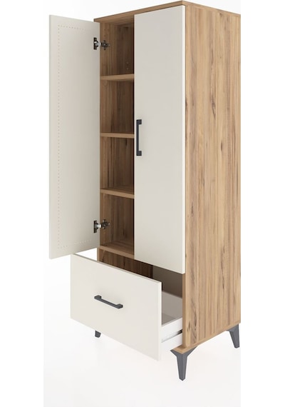 Hyperion Dolap 4 Raflı Tek Çekmeceli 2 Kapaklı 60x44x163 Çam-aytaşı Atlas Çam