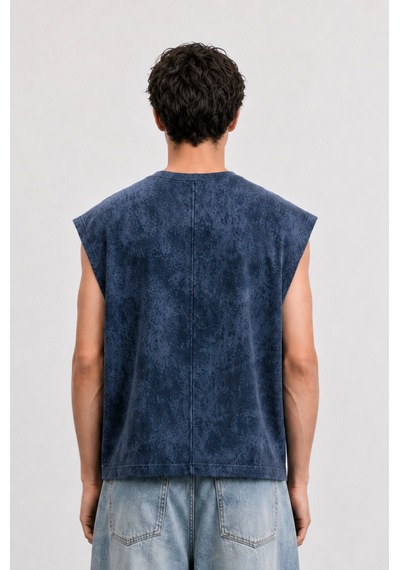 Respire Erkek Yıkamalı Tank Top Atlet Lacivert