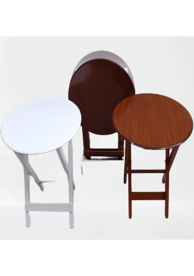 1448bng90134çanta Zigon Sehpa Oval Dörtlü Model Ahşap Mdf Beyaz Ve Ceviz Renk Uyum El Yapım