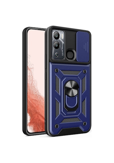 Ardemix İnfinix Hot 12i Kılıf Magnetik Standlı Kamera Korumalı Sürgülü Vega Kapak - Mavi