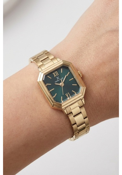 Daniel Klein Dk.1.10870.3 Petrol Mavi Zarif Kare Model Çelik Kordonlu Vintage Kadın Kol Saati Altın