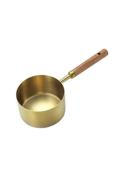 Qerhome 4'lü Ahşap Saplı Gold Lüks Ölçü Kaşığı - Ölçü Kabı Altın