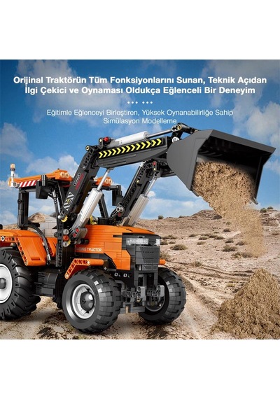 Reobrix Technic 22024 Kepçeli Traktör Loading Tractor Kumanda&motorlu Yaratıcı Yapı Blok Seti Building Blocks- 1496 Parça