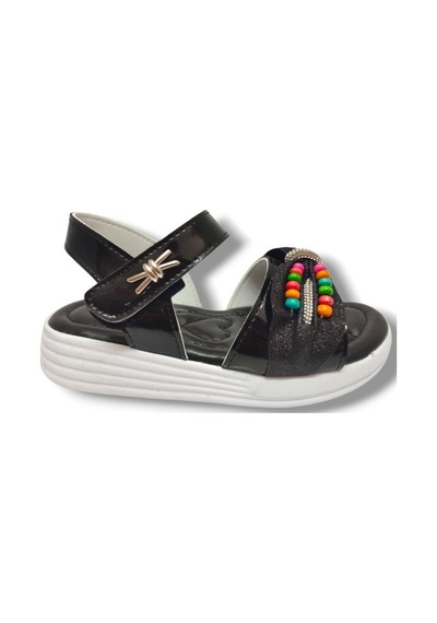 Butiqe 1809-25 Boncuk Taşli Anatomik Kız Çocuk Sandalet 26-30 Siyah