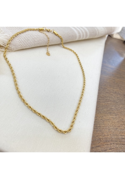 Burgu Kolye Orta Kalın Burma Zincir Yüksek Kalite 316 L Çelik Gold 40+5 Cm