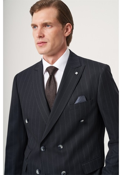 İmza Lacivert-gri Kırlangıç Yaka Çizgili Kruvaze 6 Drop Slim Fit Tam Astar Esnek Takım Elbise 1001260286 Lacivert - Gri İmza Lacivert-gri Kırlangıç Yaka Çizgili Kruvaze 6 Drop Slim Fit Tam Astar Esnek Takım Elbise 1001260286 Lacivert - Gri
