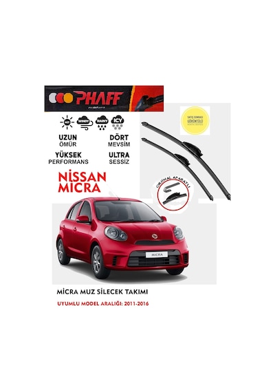 Nissan Micra Ön Muz Silecek Takımı 2013 Model Araca Özel Aparat