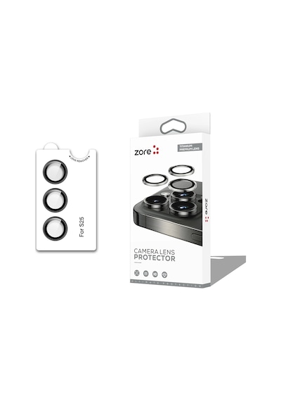 Samsung Uyumlu Galaxy S25 Zore Cl-12 Premium Safir Parmak İzi Bırakmayan Anti-reflective Kamera Lens Koruyucu Siyah