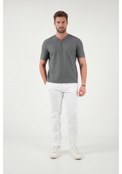 Buratti Pamuklu Regular Fit Yarım Fermuarlı Erkek T Shirt 5902653 Açık Haki