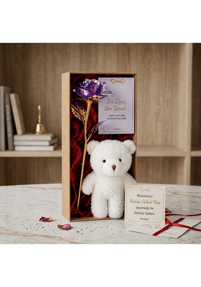 Ayıcık Ve Gül Özür Hediyesi Kutulu Set Mesaj Kartlı 98548503
