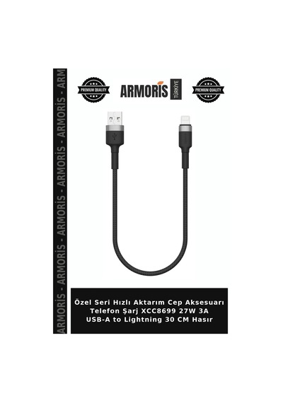 Özel Seri Hızlı Aktarım Cep Aksesuarı Telefon Şarj Xcc8699 27w 3a Usb-a To Lightning 30 Cm Hasır