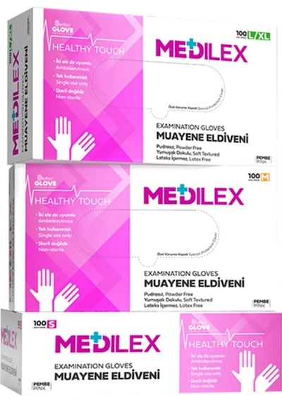 Reflex Medilex Pembe Muayene Eldiveni 100'lü M