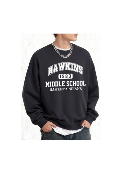 Startmore Startmorehawkins Ortaokul Erkekler İçin Baskılı Sweatshirt Oversize Kazak Sonbahar Sıcak O-yaka Spor G Antrasit