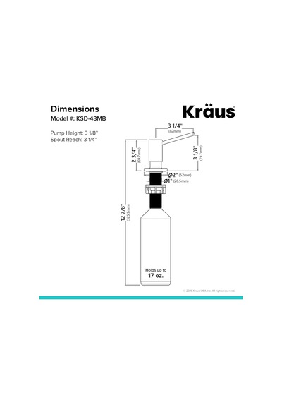 Ksd-43mb Mutfak Sabunu Ve Losyon Dispenseri, Mat Siyah Çok Renkli